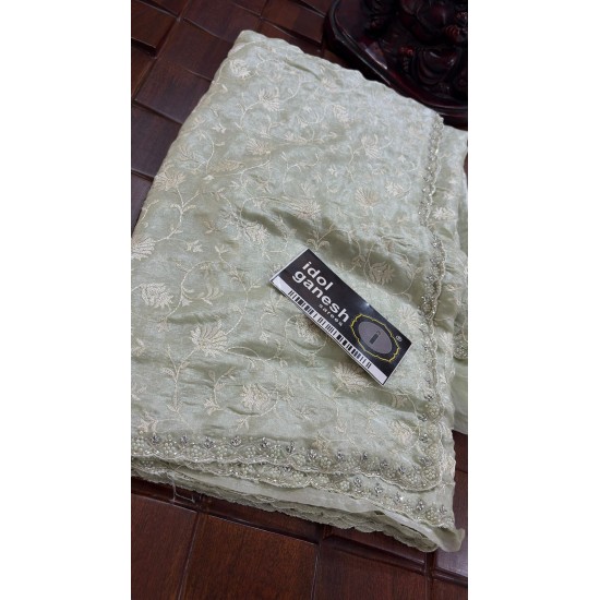 IG7746:lite weight pure tissue chiffon jale Embridory IG7746:lite weight pure tissue chiffon jale Embridory