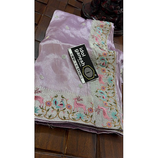IG7748:lite weight pure muslin tissue sarees  
