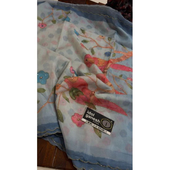 IG7751te weight pure crape crush touch hand printed sarees IG7751te weight pure crape crush touch hand printed sarees