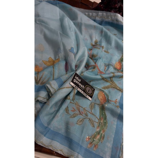 IG7752:lite weight pure crape crush touch hand printed sarees IG7752:lite weight pure crape crush touch hand printed sarees
