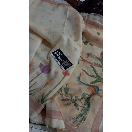 IG7752:lite weight pure crape crush touch hand printed sarees IG7752:lite weight pure crape crush touch hand printed sarees