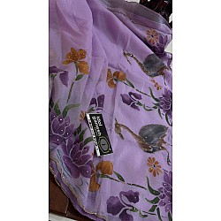 IG7755:lite weight pure crape crush touch hand printed saree 