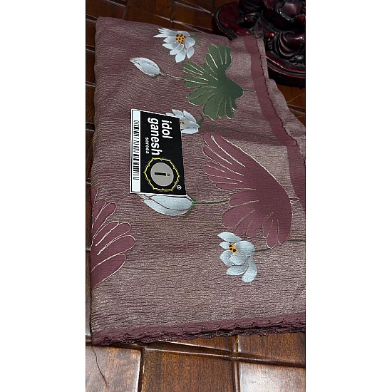 IG7771:lite weight crush hand brush sarees IG7771:lite weight crush hand brush sarees