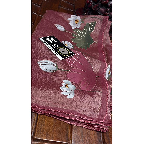 IG7771:lite weight crush hand brush sarees IG7771:lite weight crush hand brush sarees