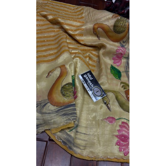 IG7774:lite weight pure muslin crush hand print  