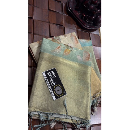 IG7800 lite weight soft Tusser sarees jari palli jari border 