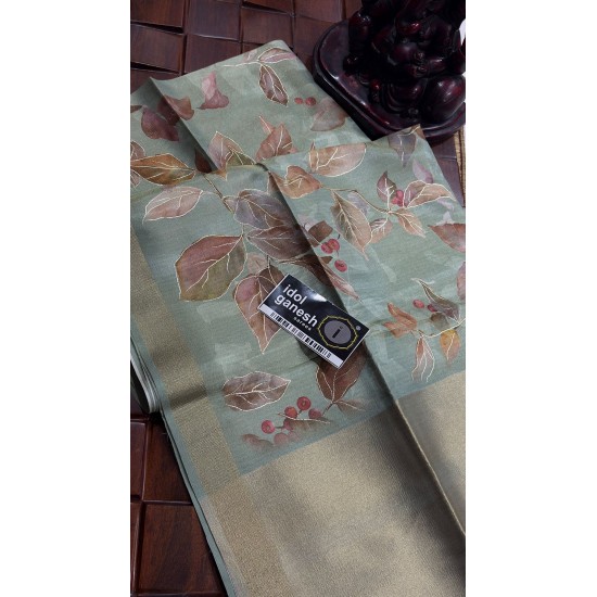 IG7800 lite weight soft Tusser sarees jari palli jari border 