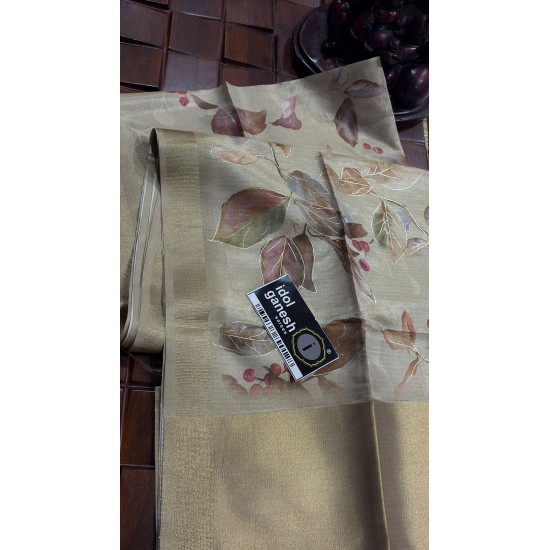 IG7800 lite weight soft Tusser sarees jari palli jari border 