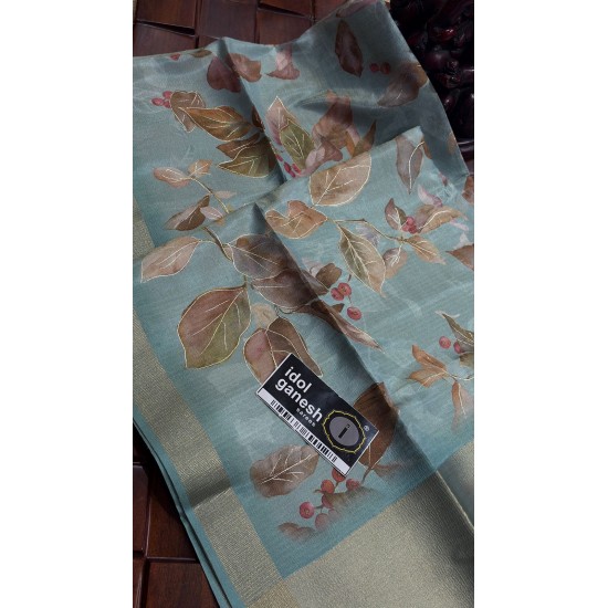 IG7800 lite weight soft Tusser sarees jari palli jari border 