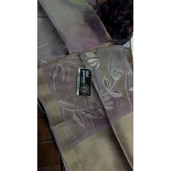 IG7802lite weight soft Tusser sarees jari palli jari border 