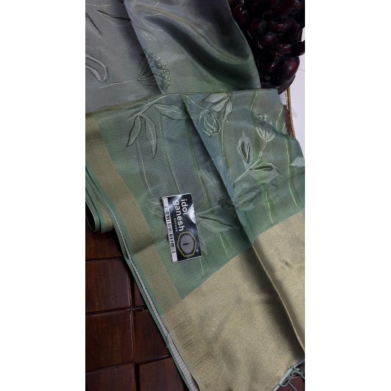 IG7802lite weight soft Tusser sarees jari palli jari border 