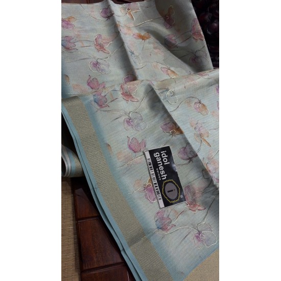 IG7804lite weight soft Tusser sarees jari palli jari border 