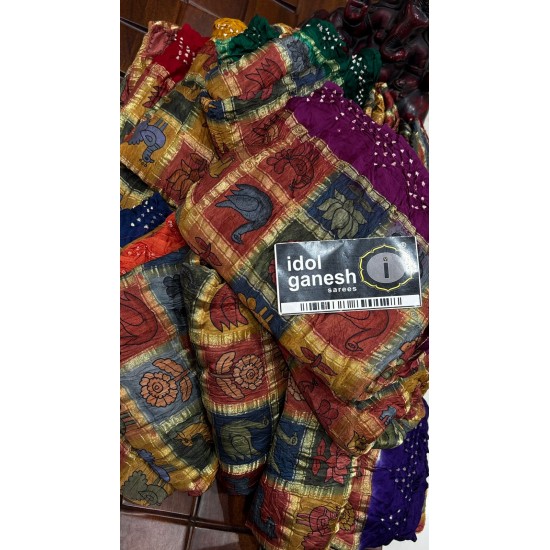 IG7808::pure handloom gazzi silk lakdi patta jari pallu  