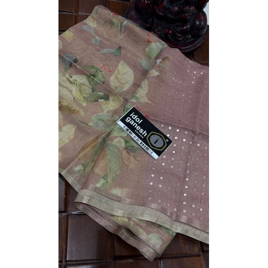 IG7809ite weight mul Tusser print sarees 