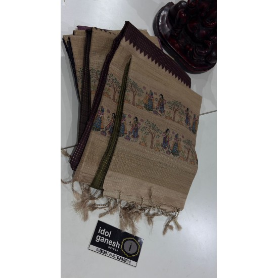 IG7811:lite weight  Tusser inter locking jari weaving Entire sarees