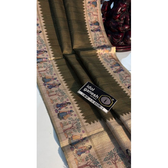 IG7811:lite weight  Tusser inter locking jari weaving Entire sarees