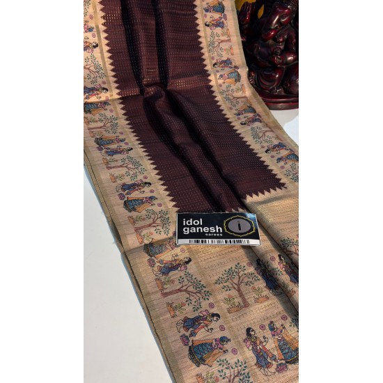IG7811:lite weight  Tusser inter locking jari weaving Entire sarees