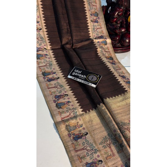 IG7811:lite weight  Tusser inter locking jari weaving Entire sarees