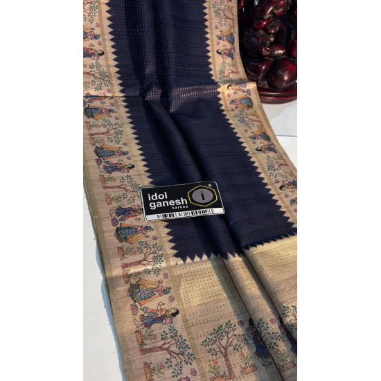 IG7811:lite weight  Tusser inter locking jari weaving Entire sarees