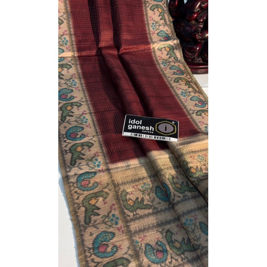 IG7812lite weight Tusser inter locking jari weaving 