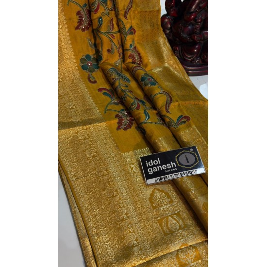 IG7860ite weight pure kanchi crape Tanjore print IG7860ite weight pure kanchi crape Tanjore print