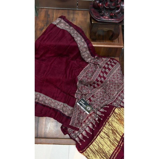 IG7892pure modal silk lakdi patta jari pallu