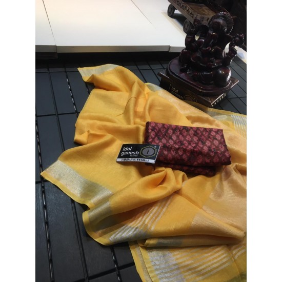 IG833 Pure Handloom Lenin sarees