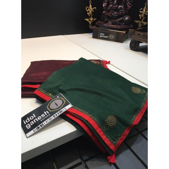 IG902 Lite weight Green silk Fabric saree