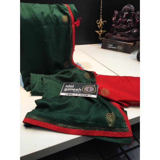 IG902 Lite weight Green silk Fabric saree