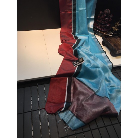 IG939 Pure handloom Lenin tissue sarees