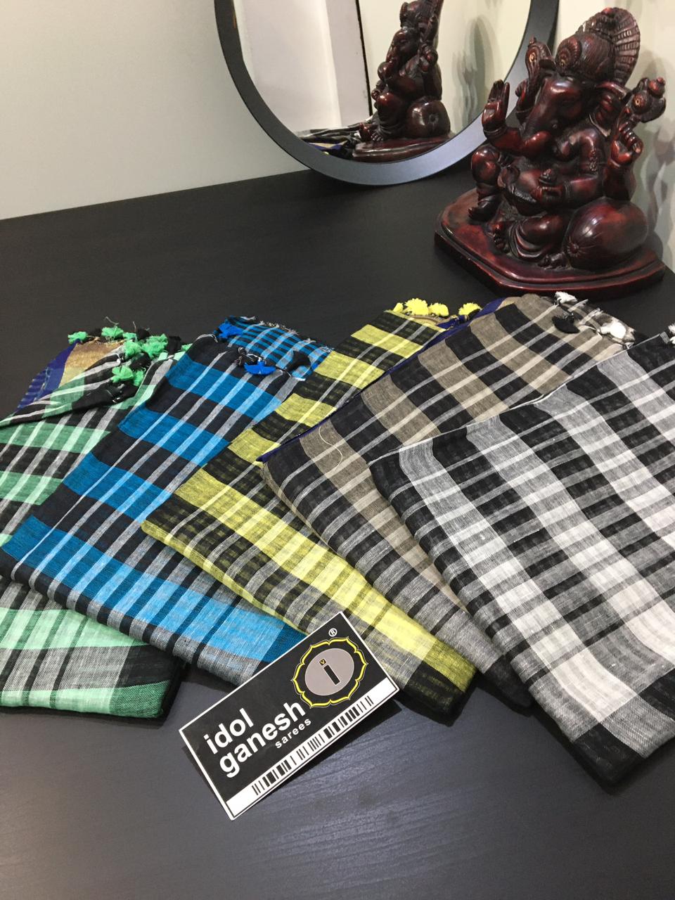 IG1433 Pure Handloom Lenin/Lenin sarees 