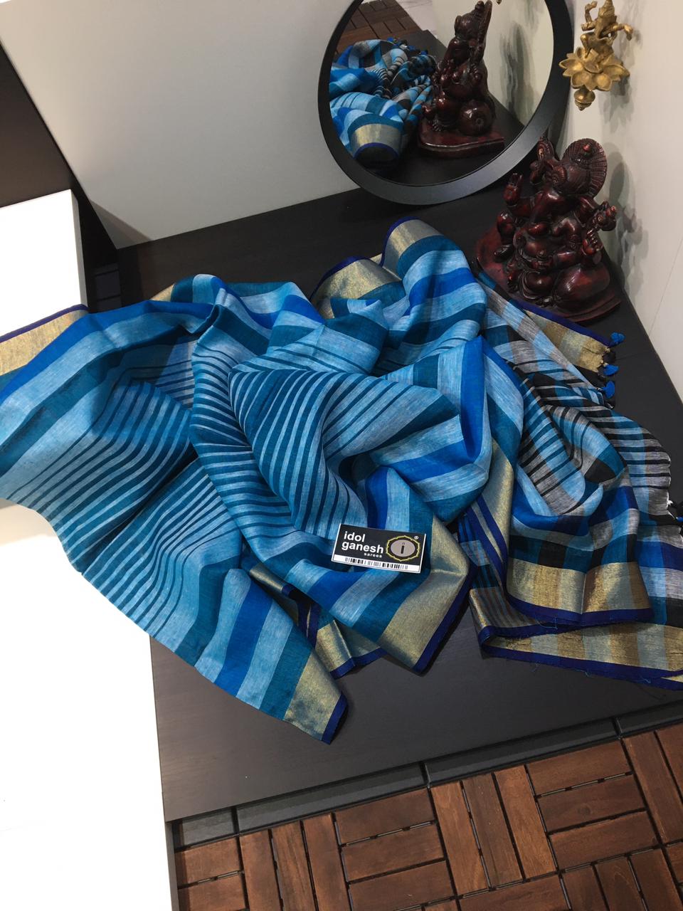IG1433 Pure Handloom Lenin/Lenin sarees 