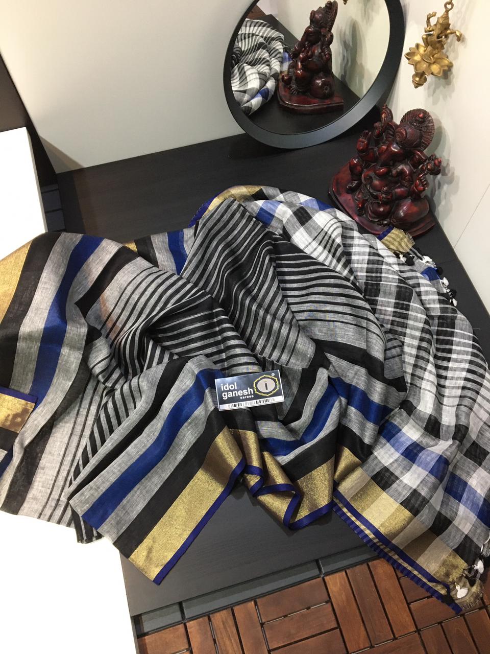 IG1433 Pure Handloom Lenin/Lenin sarees 
