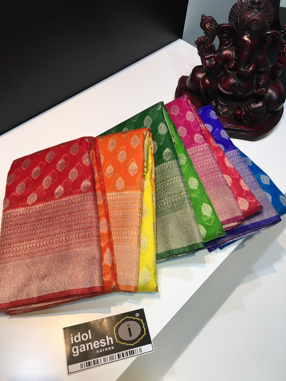 IG1450 Lite weight Kanchi weaving kora sarees 