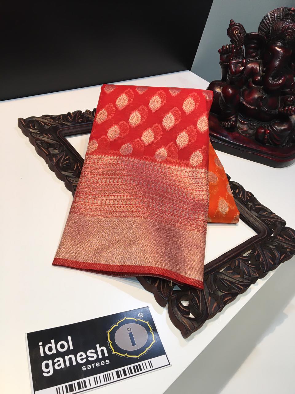 IG1450 Lite weight Kanchi weaving kora sarees 