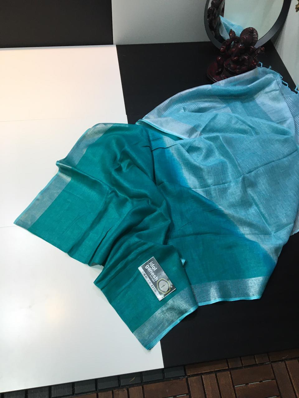 IG1839 Pure handloom Lenin/Lenin sarees  1,900/-