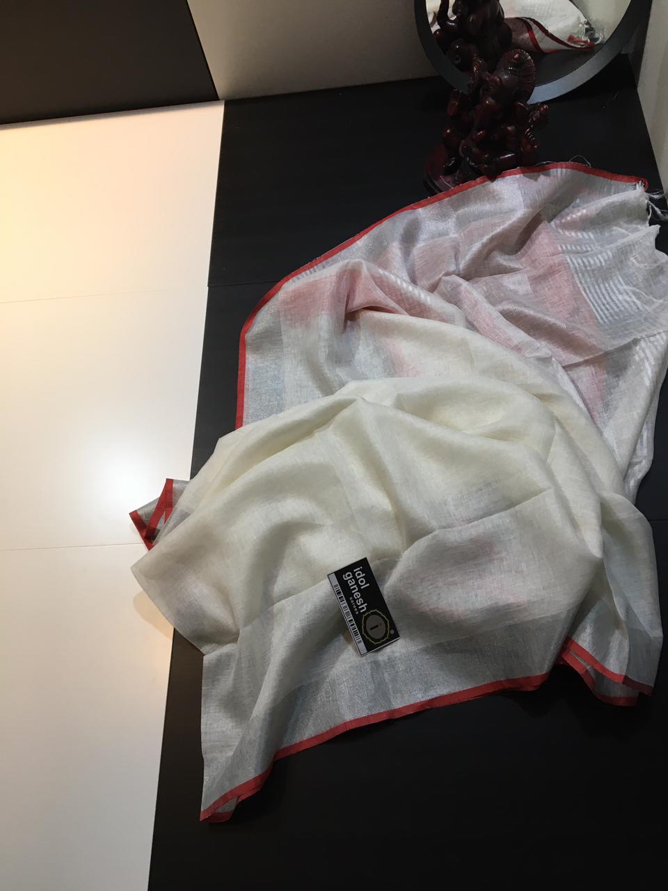 IG1839 Pure handloom Lenin/Lenin sarees  1,900/-