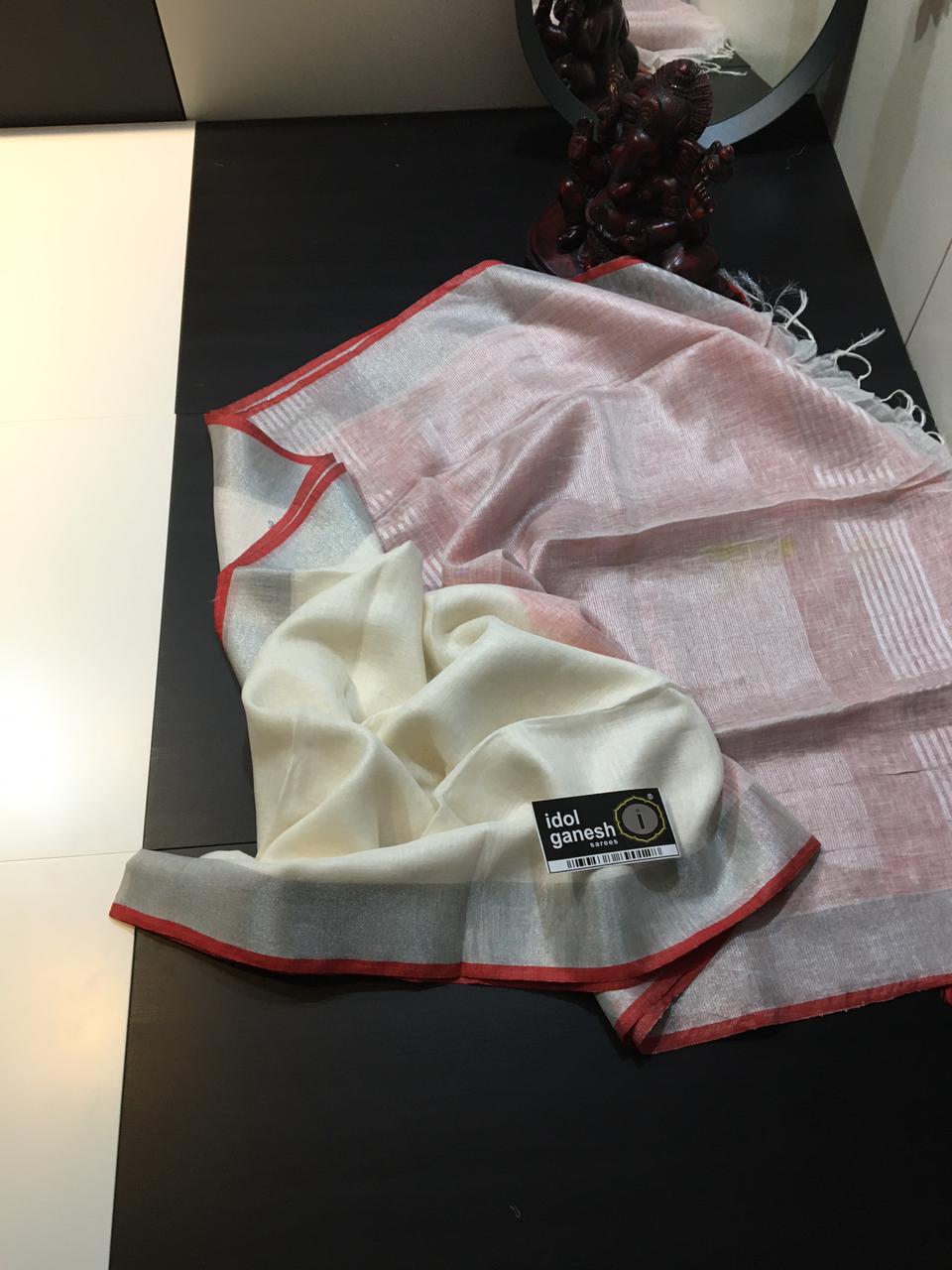 IG1839 Pure handloom Lenin/Lenin sarees  1,900/-