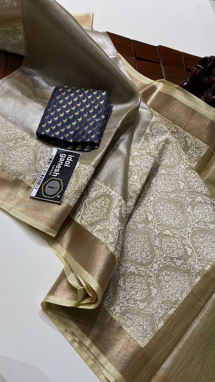IG279 tissue kota sarees with beautiful embroidery 