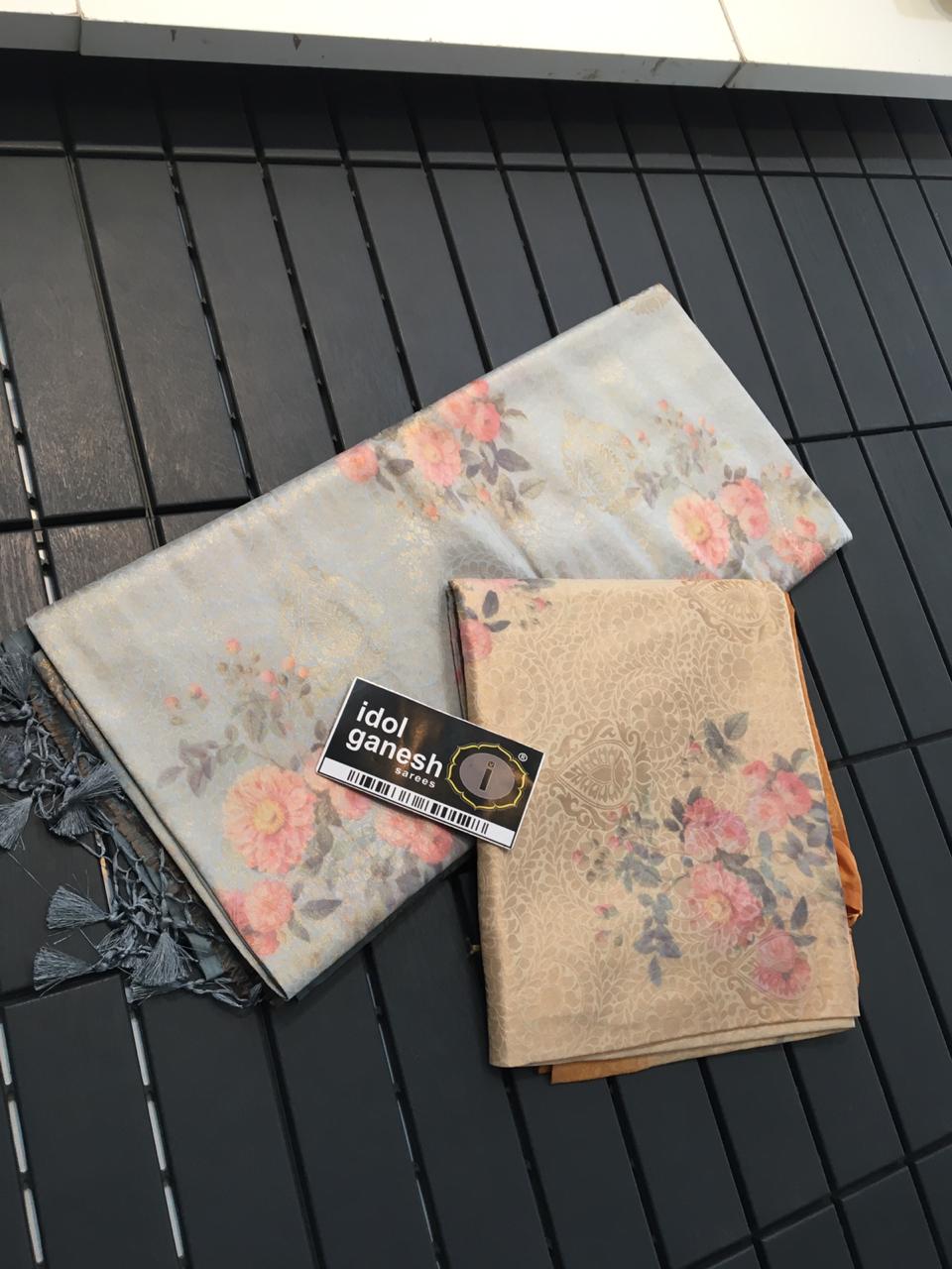 IG282  soft silk weaving sarees with  digital prints 