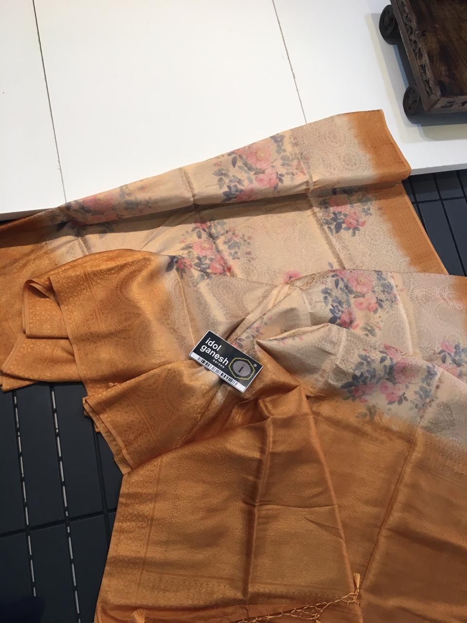 IG282  soft silk weaving sarees with  digital prints 