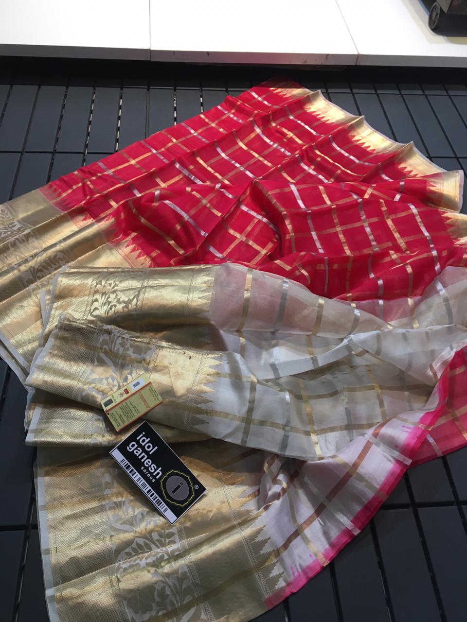 IG322 Pure kora hand loom sarees