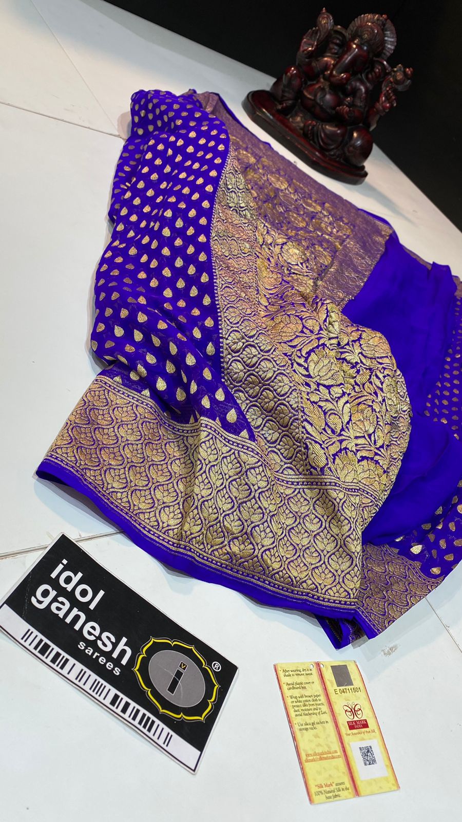 IG382 Pure Hand loom kaddi Georgette sarees 