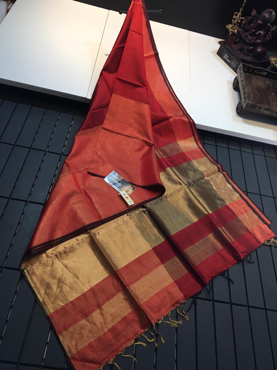 IG497 Pure handloom jute dupion pattu 