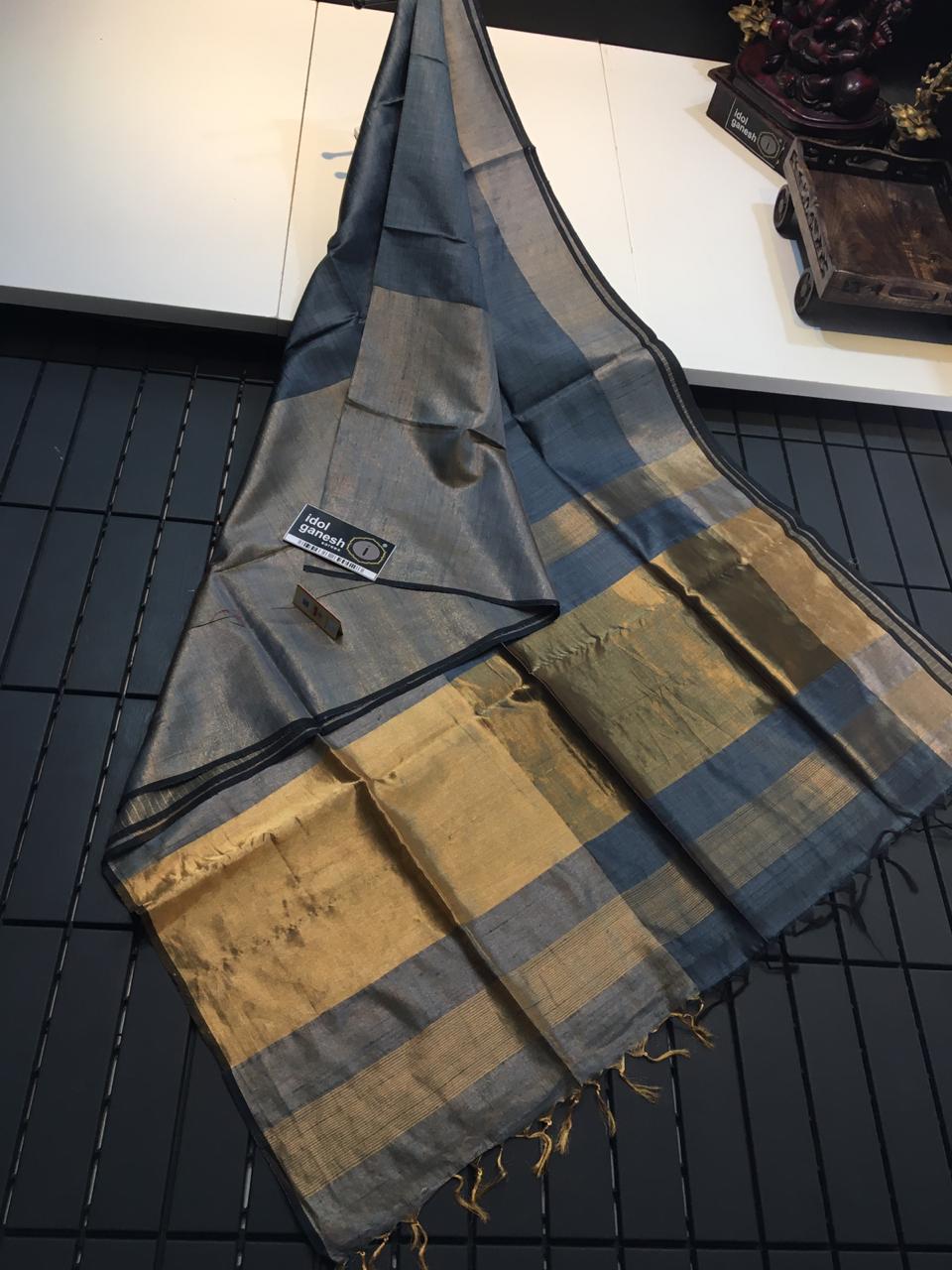 IG497 Pure handloom jute dupion pattu 