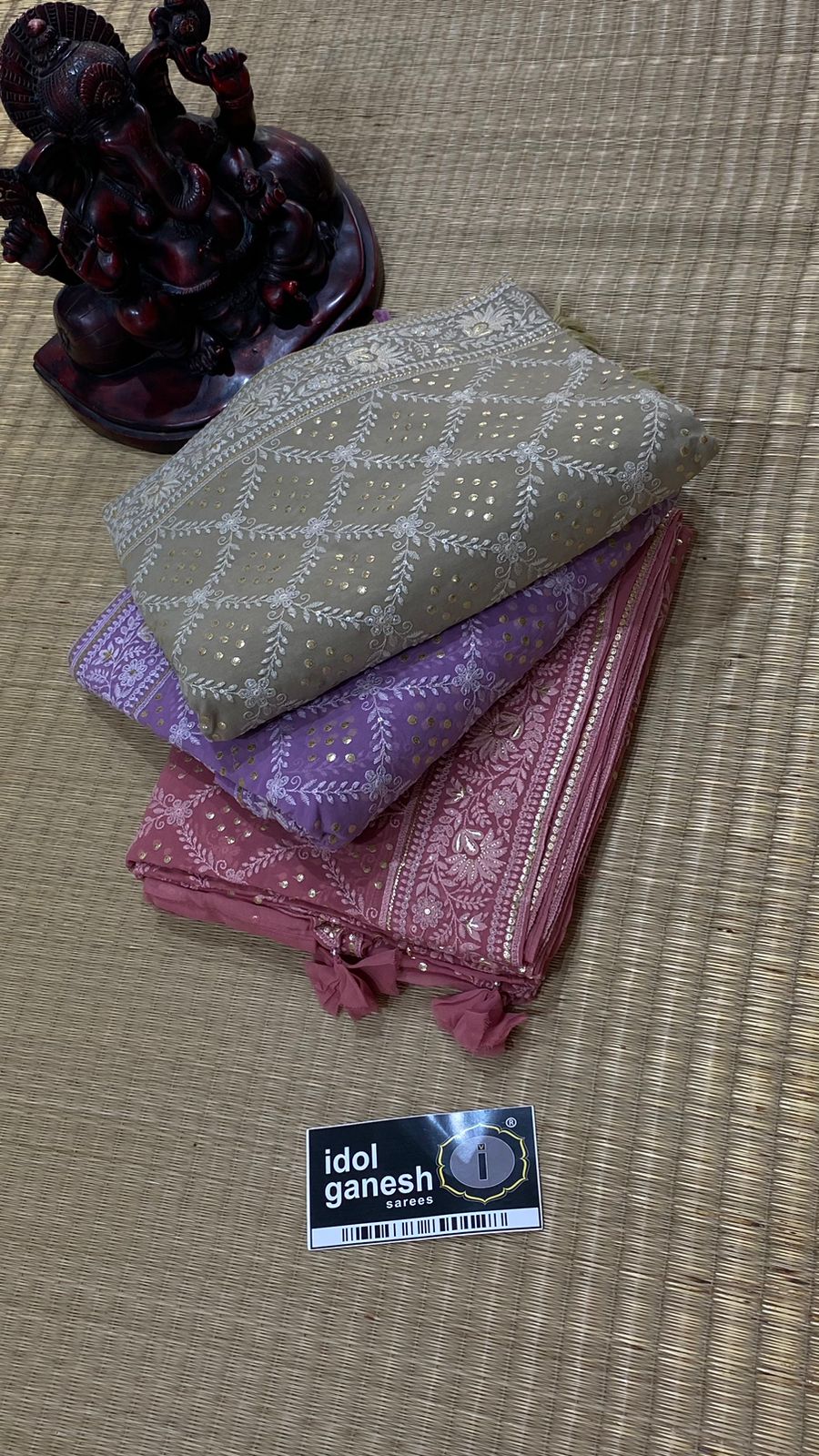 IG5334 pure handloom georgette Lucknow embroidery 