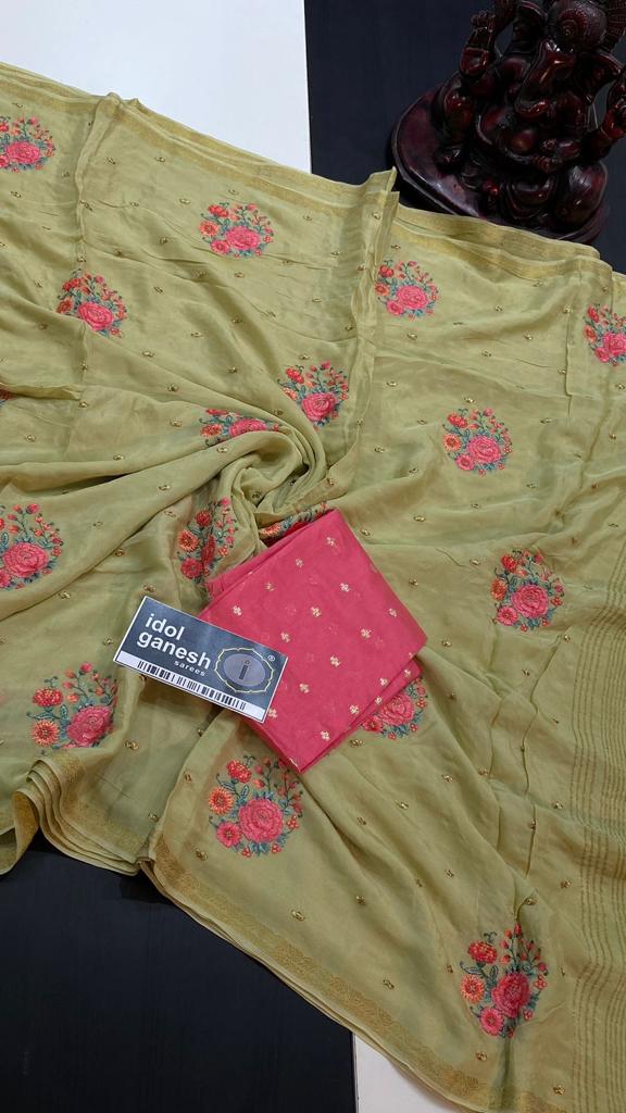 IG5653 pure handloom chinone georgette 