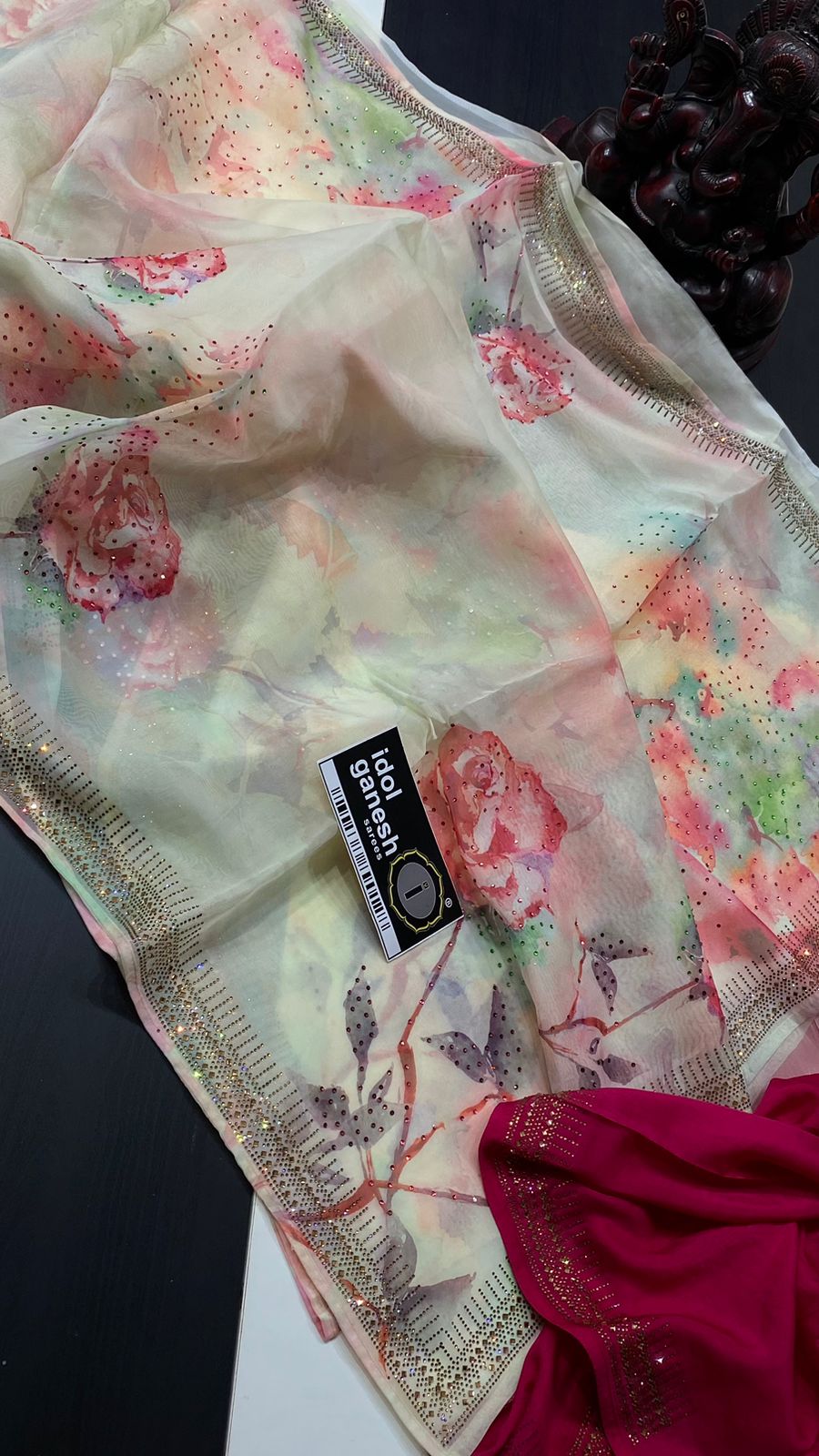 IG5676  pure handloom organza print 