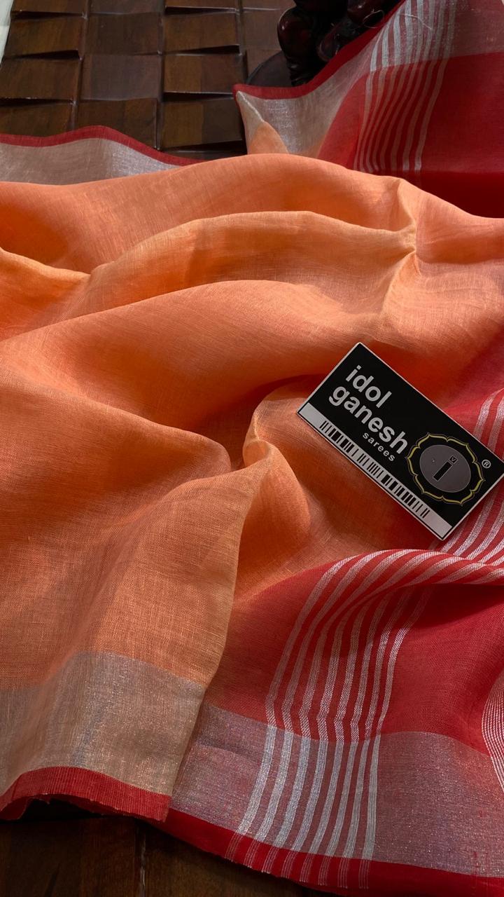 IG6849pure handloom lenine/lenine saree 