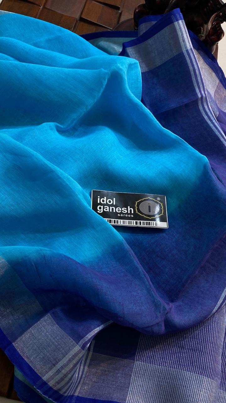 IG6849pure handloom lenine/lenine saree 